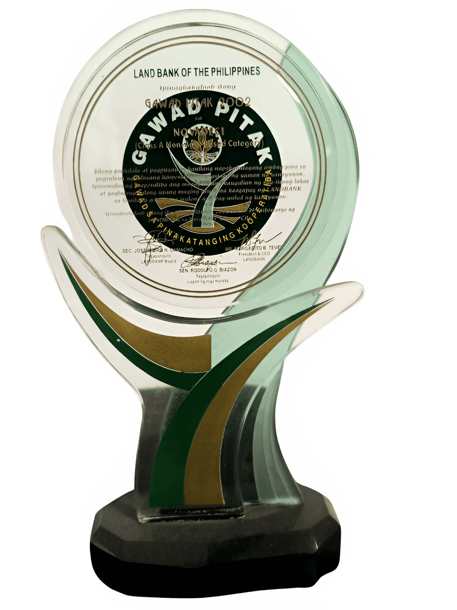 Gawad PITAK 2002 Most Outstanding Cooperative trophy for NOVADECI