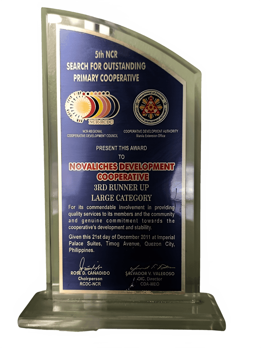 5th NCR Search for Outstanding Primary Cooperative 3rd Runner Up trophy
